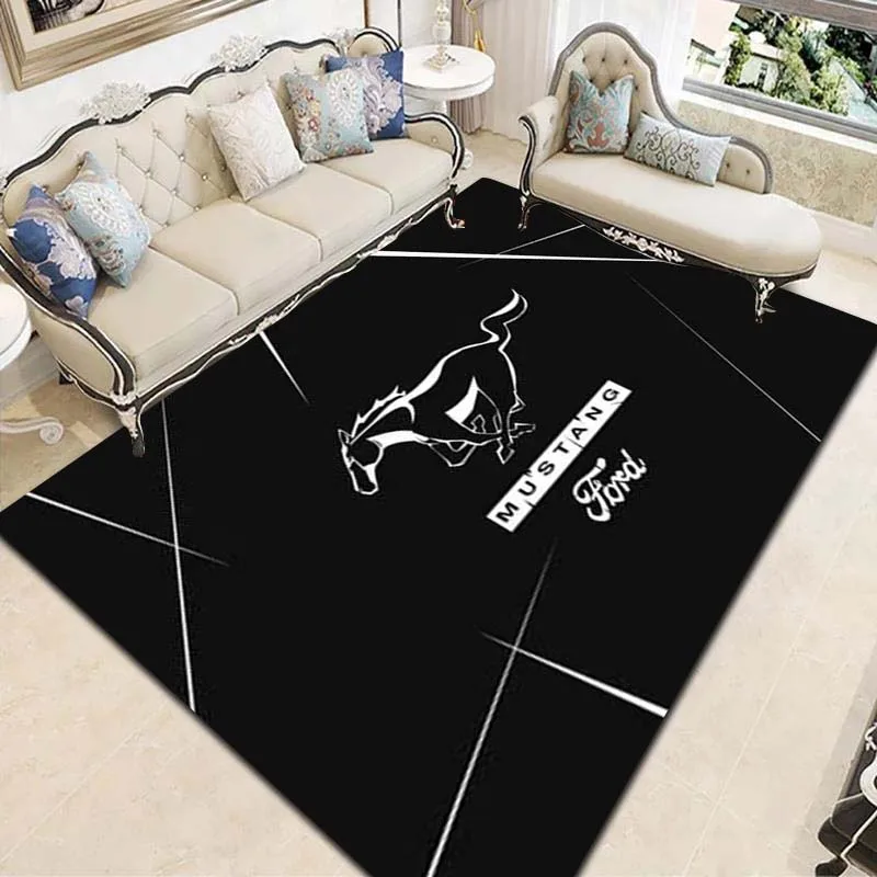 

Sports car M-Mustang logo gtr printed large carpet yoga mat living room bedroom decoration non slip children's gift carpet