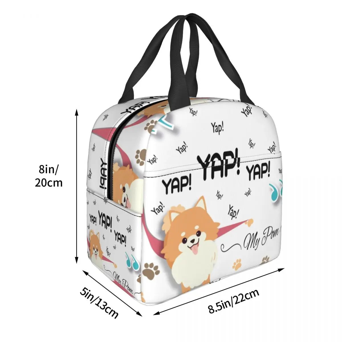 Cartoon Pomeranian Lunch box donna multifunzione Spitz Dog Thermal Cooler Food Insulated Lunch Bag Office Work