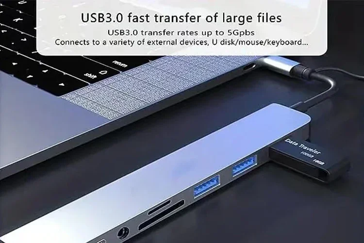 8-in-1 USB-Hub Typ-C mit Splitter-Kartenleser USB 3.0 2.0 SD/TF-Kartenleser Dockingstation für HUAWEI Xiaomi PC – Detail 7