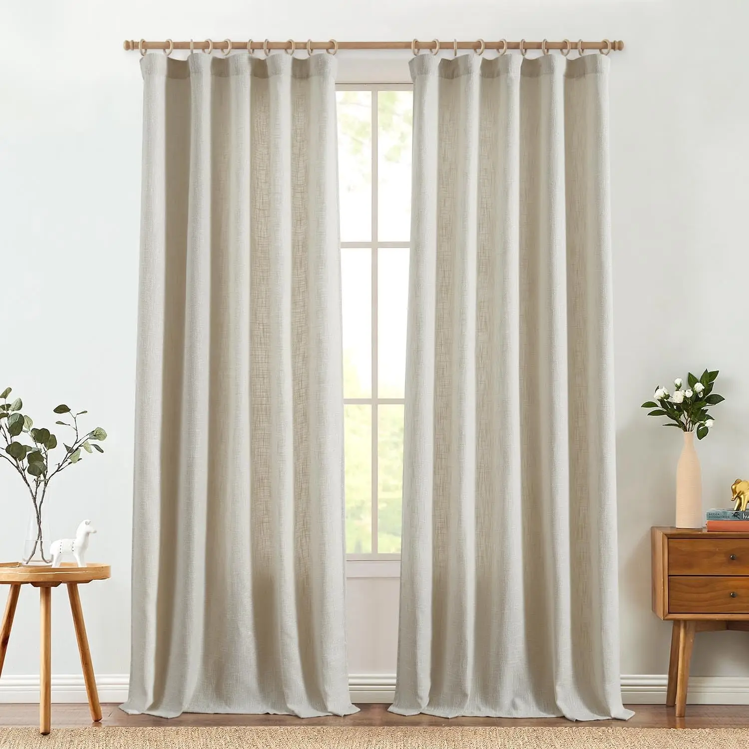 

Printed Curtains for Living Room and Bedroom, Long Indoor Blackout Curtains, Jacquard Pattern, 2PCs per Set, 63-96 in