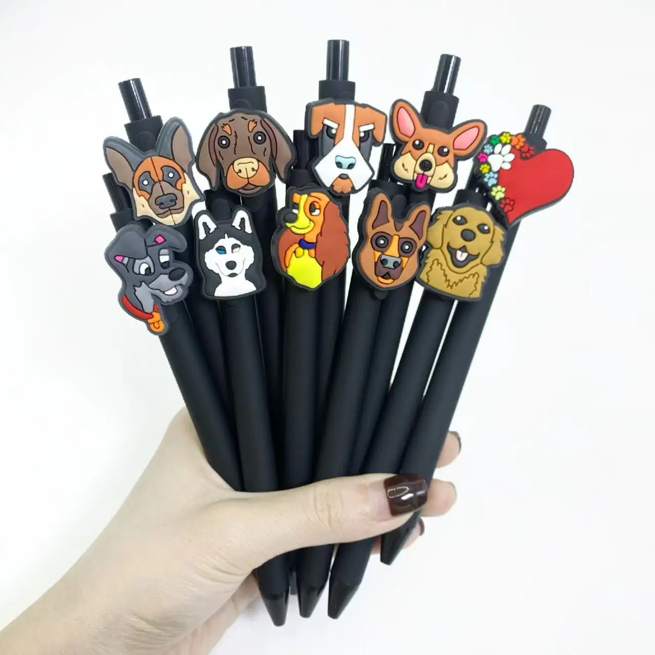جديد حار بيع الكلب رئيس نمط التصحيح القلم الحيوان الكلب سلسلة الصحافة قلم محايد اللون الأسود قلم الكتابة القرطاسية القلم #5