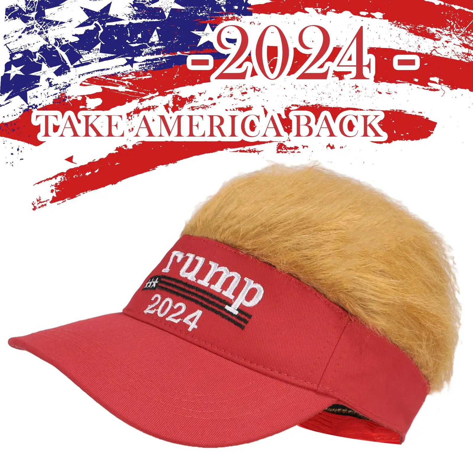 

President Baseball 2024 President Wig Hat Cotton Embroidered Low Unconstructed Adjustable Baseball for Men Women