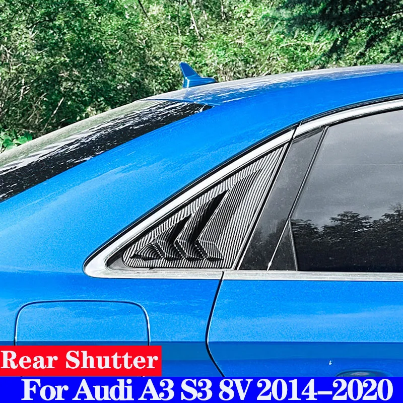 For Audi A3 S3 8V Car Rear Window Shutter Cover Trim Window Louver Side Vent Trim ABS Carbon Fiber 2014-2020 Auto Accessories