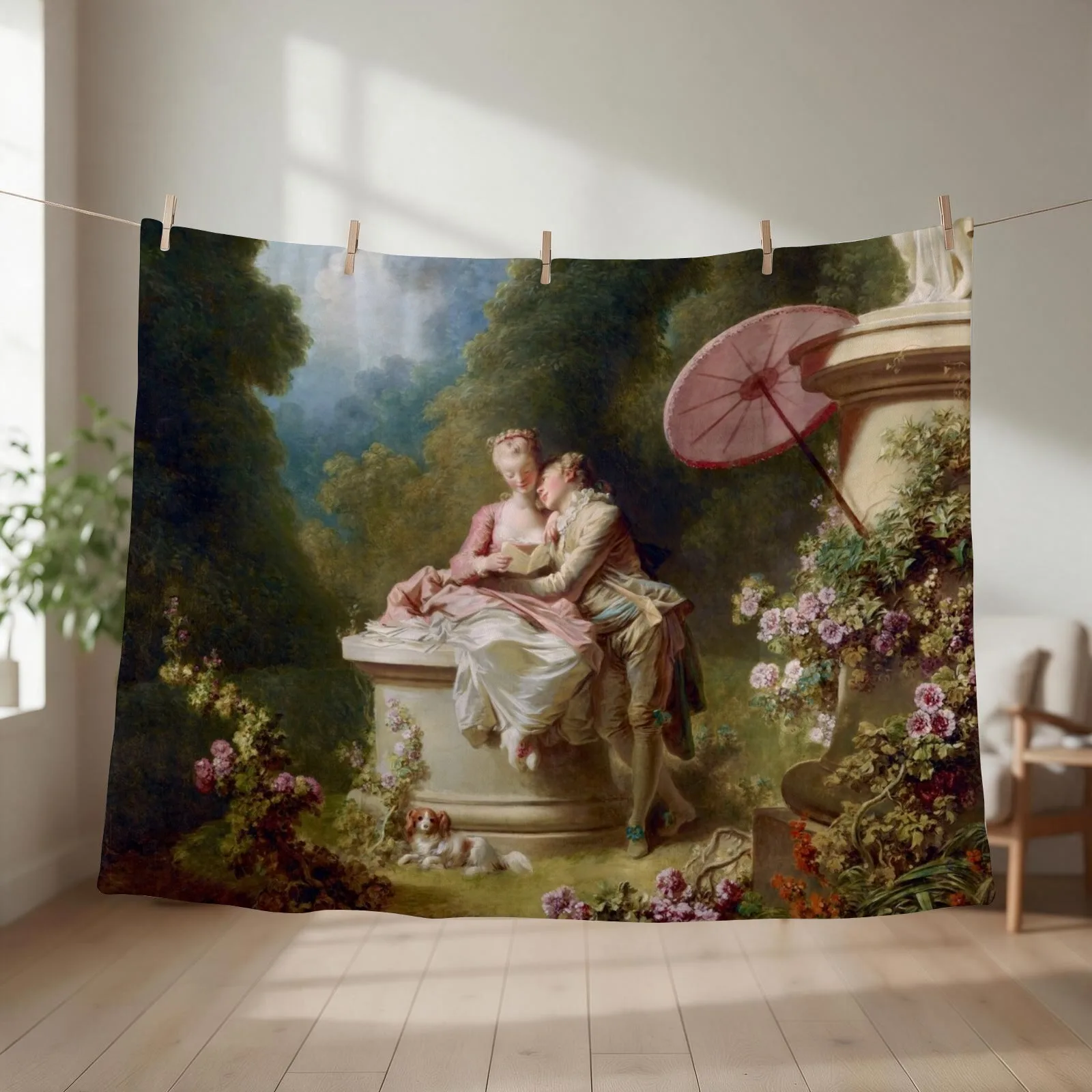 The Progress of Love: Love Letters Jean Honoré Fragonard Throw Blanket couch cozy soft plush fuzzy picnic outdoor blanket