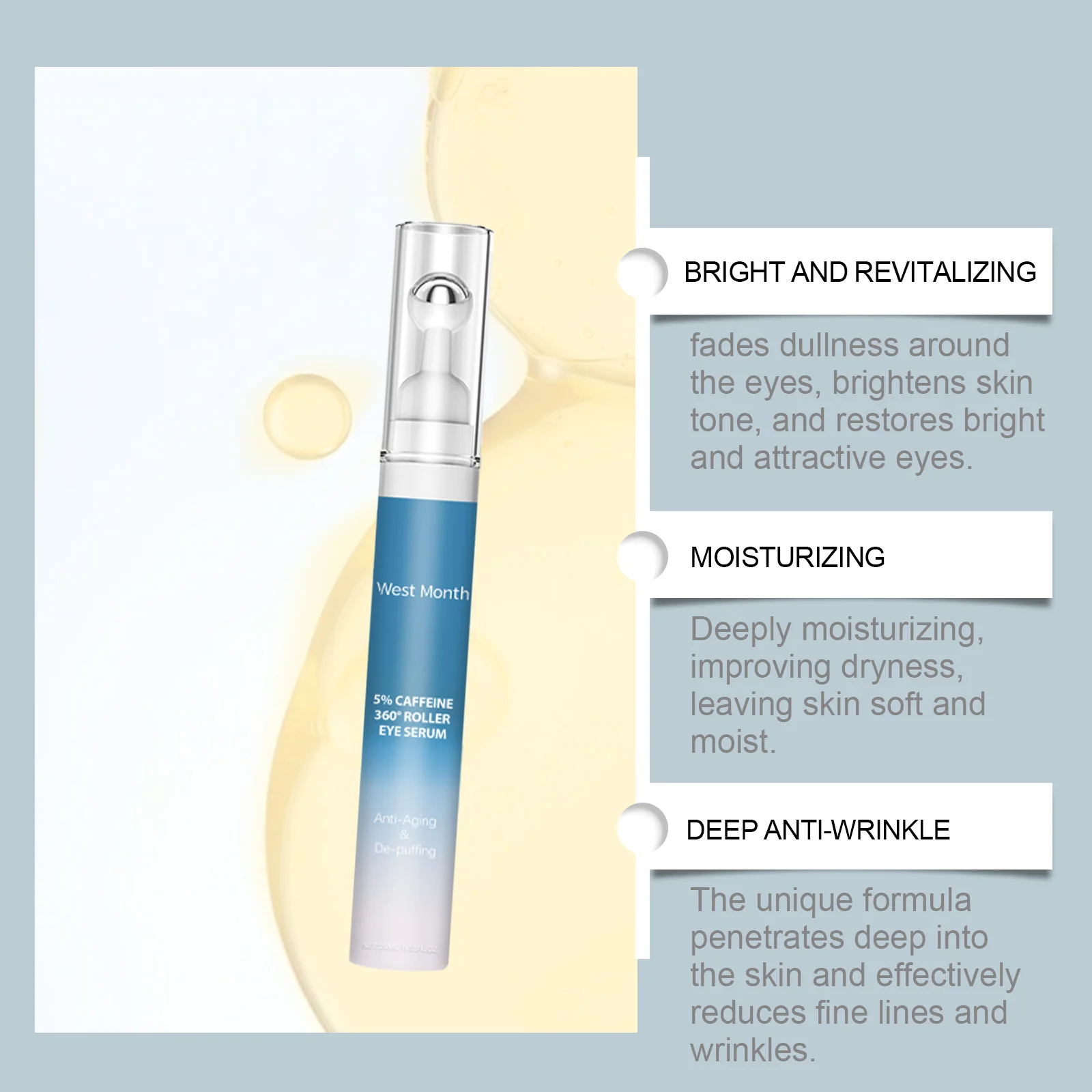 WEST MONTH Soro para os olhos Creme para aliviar o embotamento Hidratação de longa duração Fácil absorção Macio Refrescante Confortável