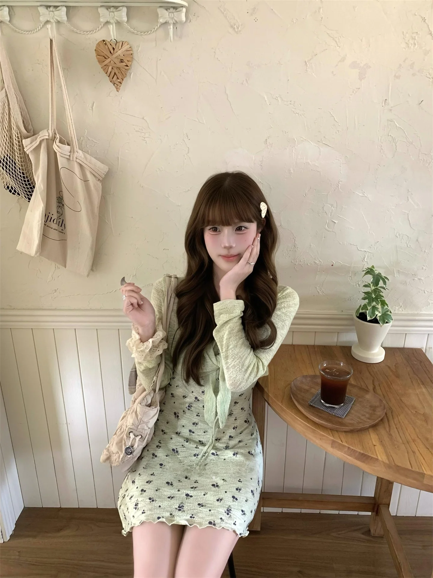 Unique Beautiful Floral Print Summer Set Women's Long Sleeve Cover up Cardigan And Strap Dress Two Piece Suit Sun Protection
