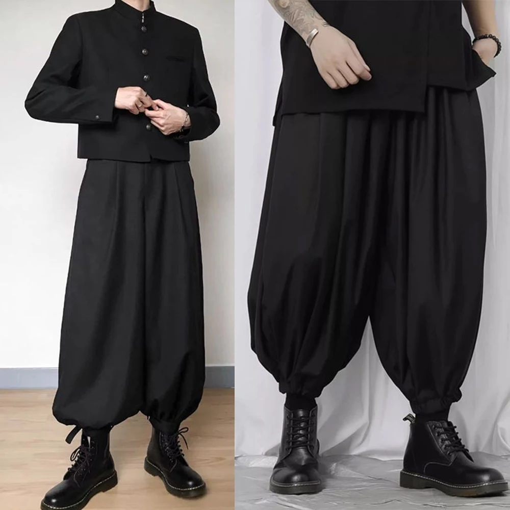 

XS-5XL Winter Men's Solid Color Lantern Skirt Pants Japanese Retro Fashion Trendy High Street Loose Casual Niche Men's Bottoms
