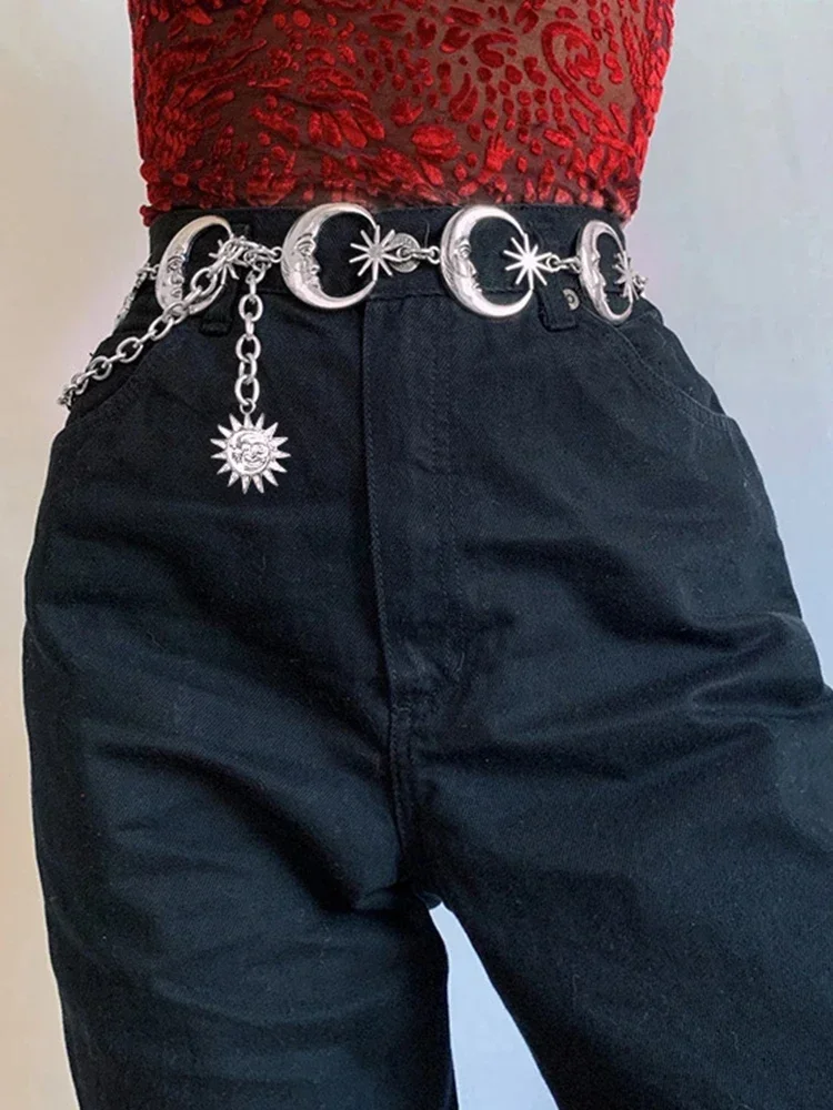 Moon Star Metal Waist Chain Women's Trendy Pants Chain Decoration Hip Hop Hundred Paired Skirt Waist Chain