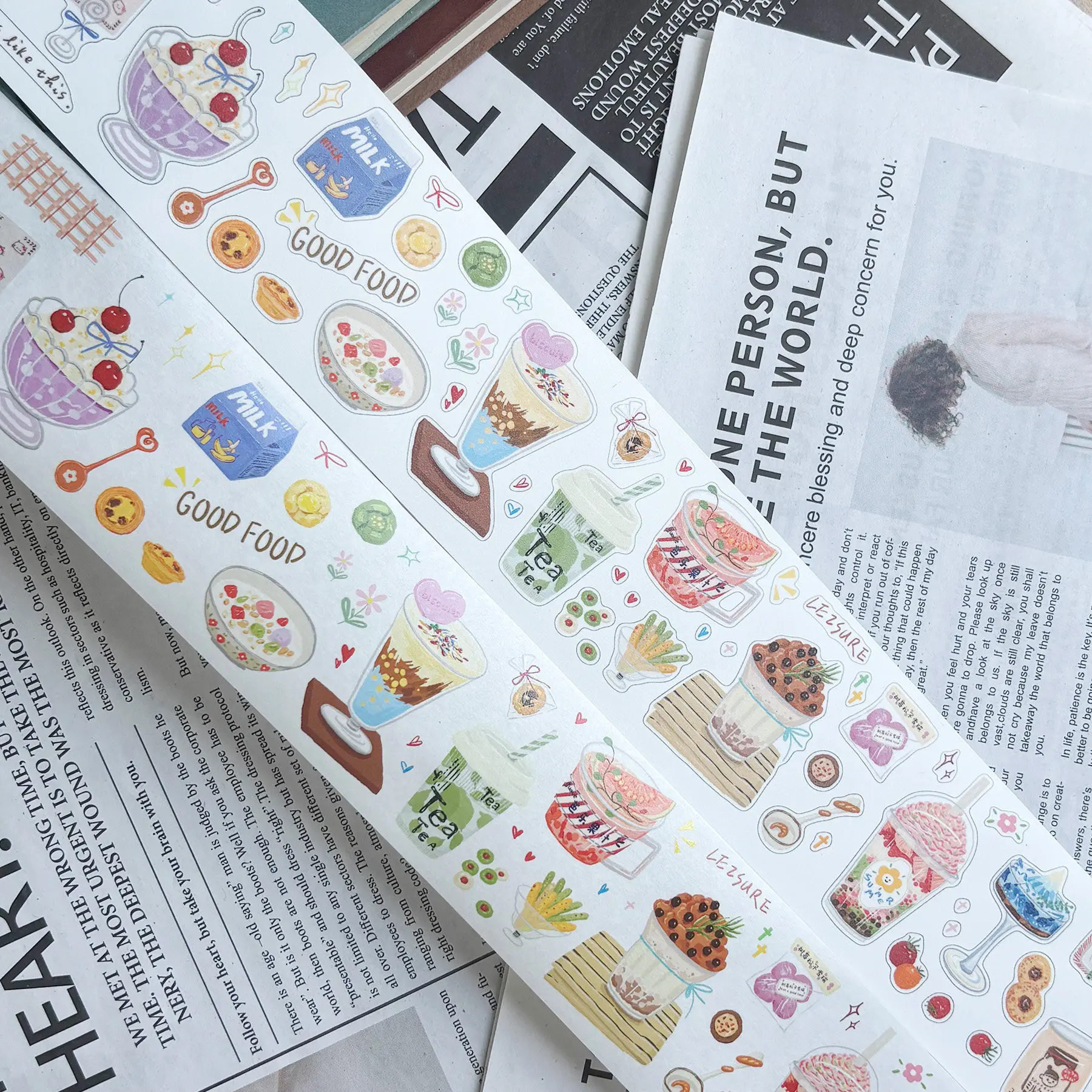 Zi Yuan Su Washi PET Tape Die Cut Sweet Afternoon Journal Stickers DIY Scrapbook Planner Decoration Stationery Stickers
