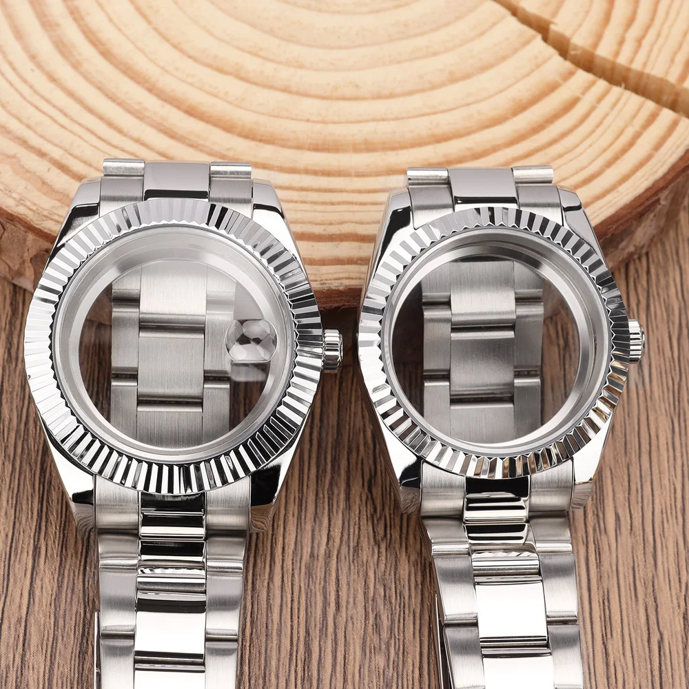 

36mm/39mm Luxury Men's Watch Case Bracelets Sapphire Glass For Seiko NH35 NH36 NH34 Miyota8215 Movt Datejust SK Watch Spare Part
