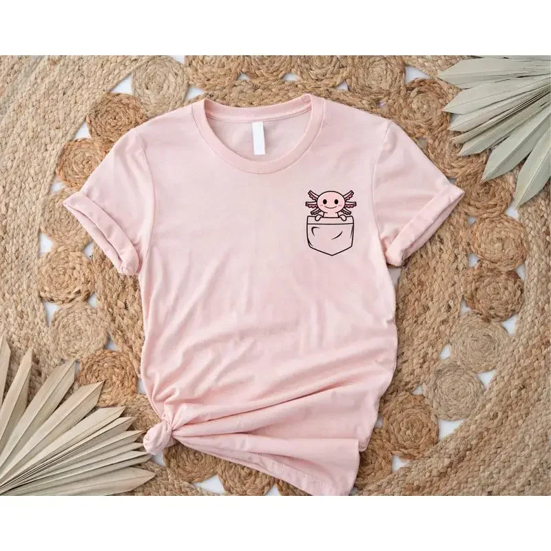Pocket T Shirt Axolotl Animal Lover s Birthday Cute for Her