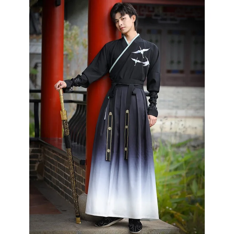 

Hanfu men's ancient clothing, handsome knight Wei Jin made embroidered collar clothing, performance clothing