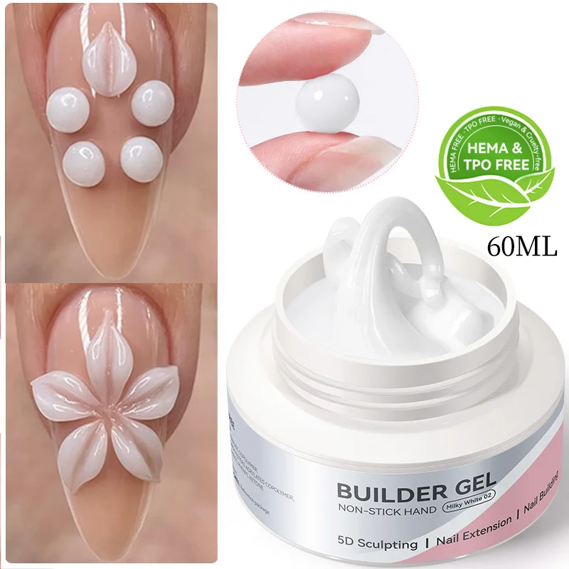 

BORN PRETTY HEMA TPO FREE 15/60 мл Прозрачный молочно-белый 3D-форморующий гель для резьбы без прилива, быстрое наращивание, резной цветочный гель