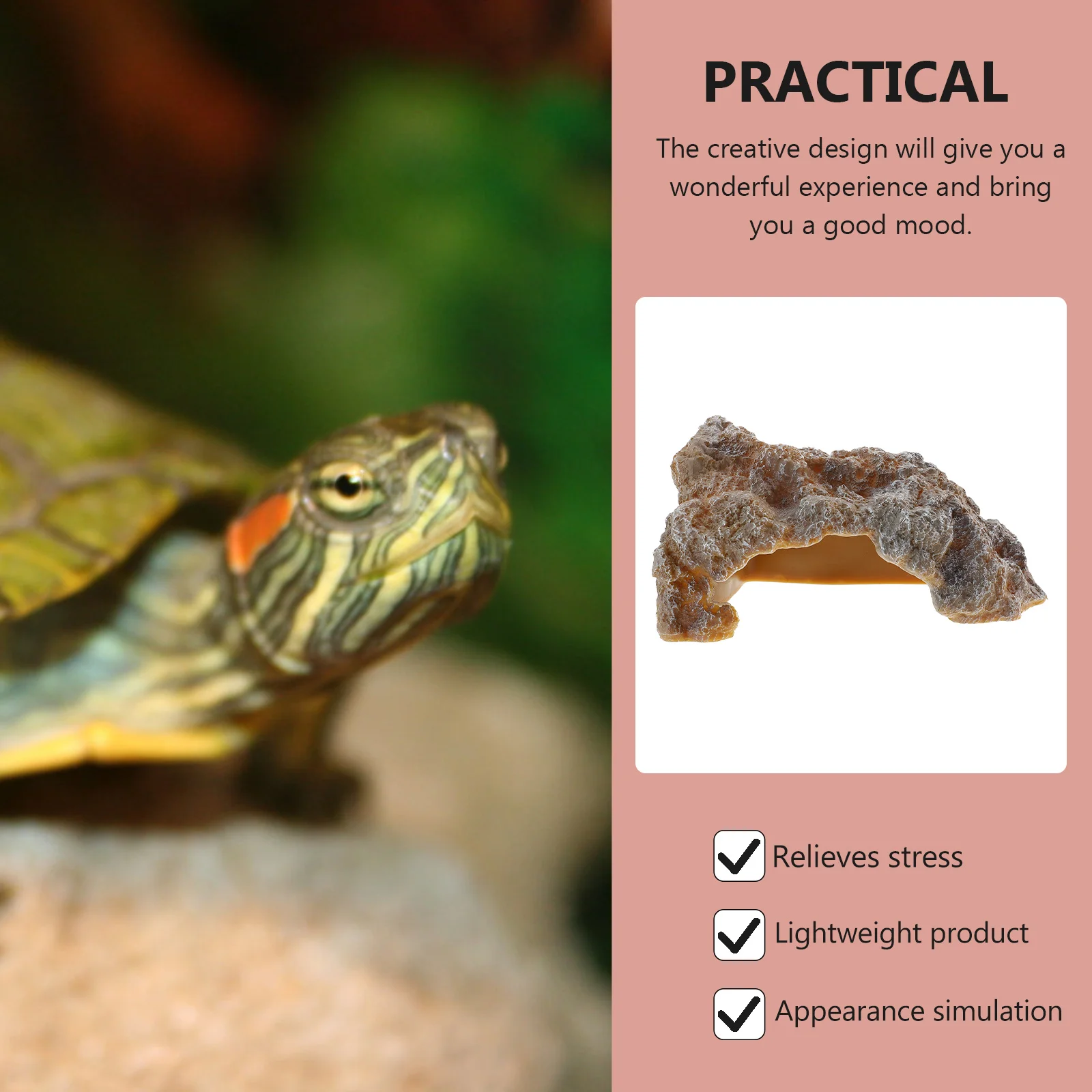 

Resin Reptile Cave Simulation Rock Hideout for Terrarium Tank Decor Turtle Sunning Platform Climbing Rest Area