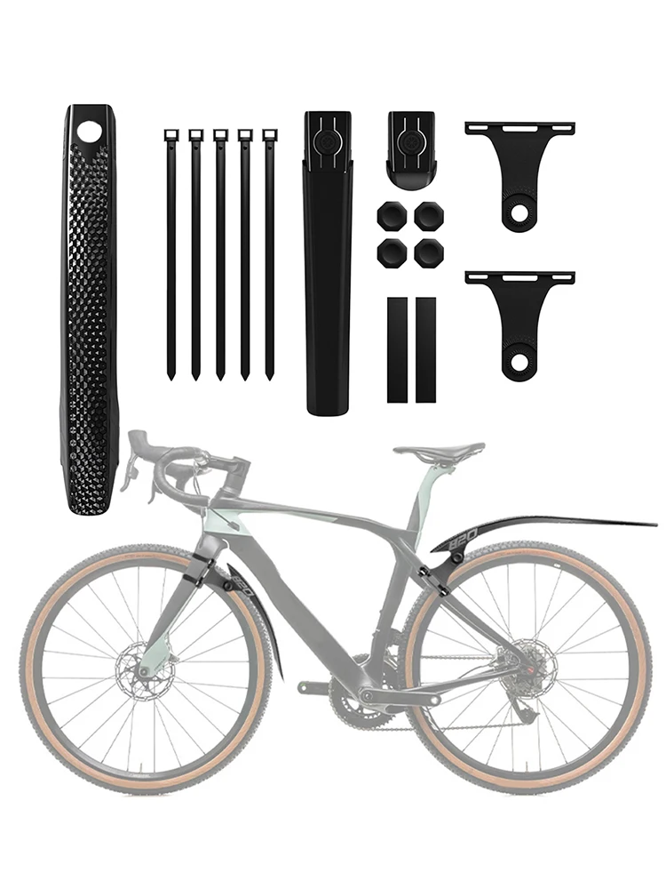 Fahrrad-Schutzblech für Rennräder und Gravelbikes Schwarz Leichtes PC-Nylon-Material Vorder- und Hinterrad-Schutzblech-Set
