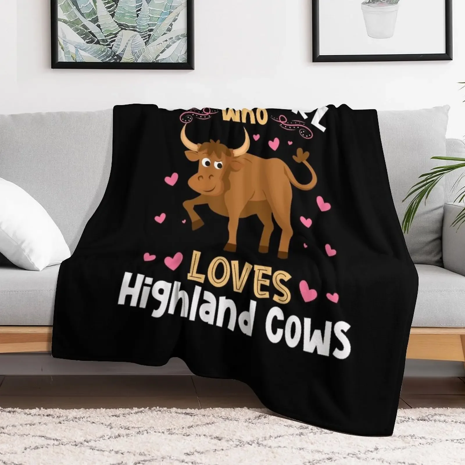 Just a Girl who Loves Highland Cows Throw Blanket Cozy Light Blanket for Travel Camping Picnic