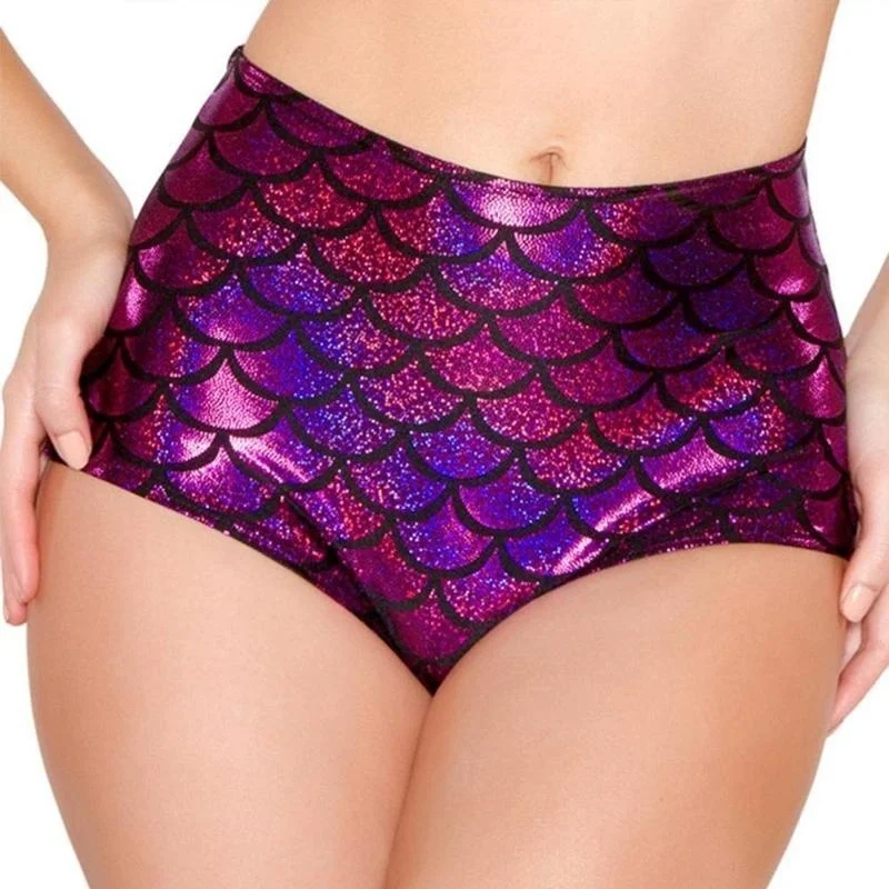 Culotte sirène taille haute pour femme, lingerie sexy, caleçon, short, sous-vêtement, noir, rouge