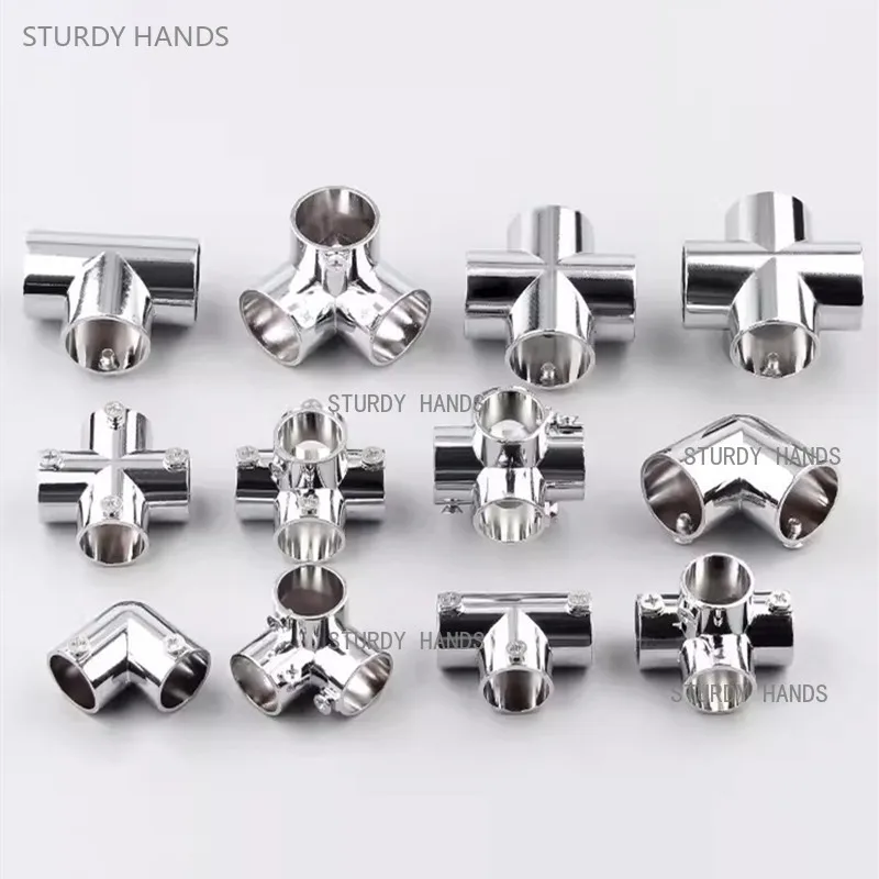 10pcs 19mm25mm Stainless Steel Pipe Connector Drying Rack Accessories Round Pipe Fastener Shelf Fixing Elbow Hardware Tools