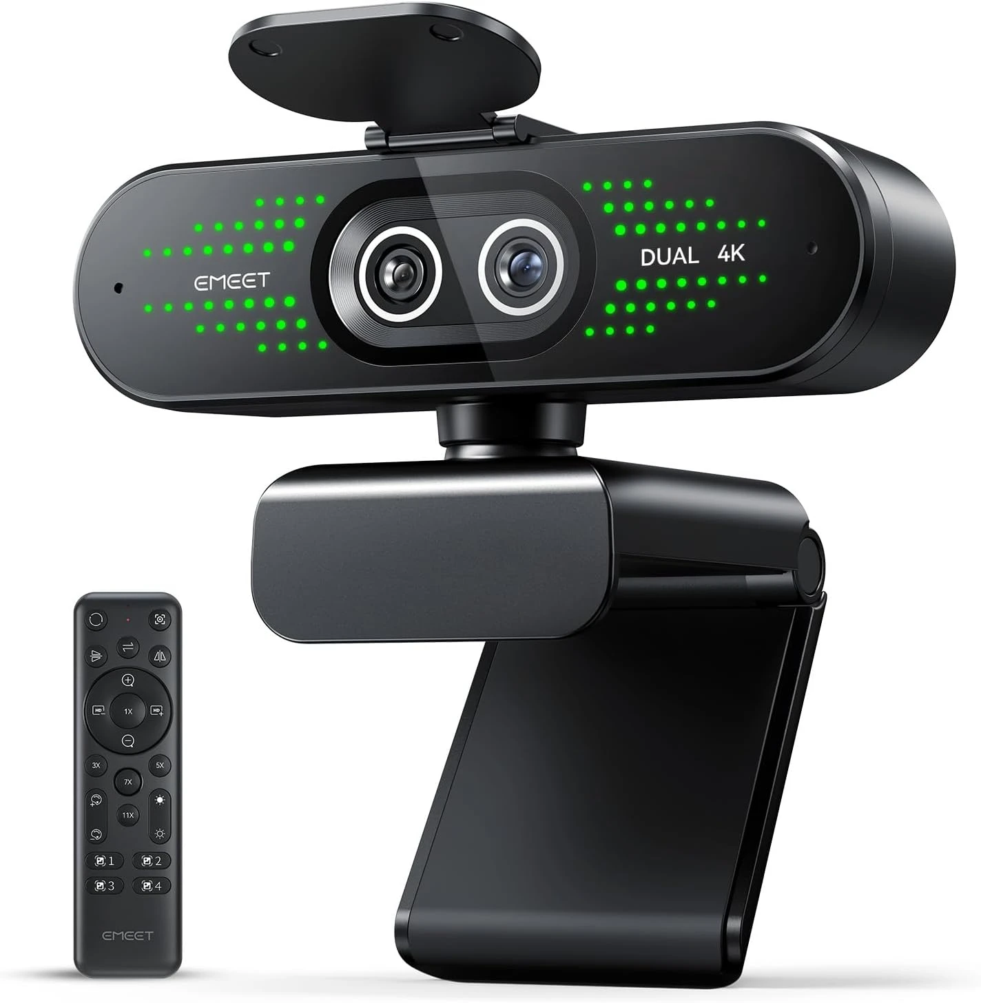 EMEET NOVA 4K Dual-Camera 4K webcam voor pc, groothoekcamera's, 11x zoom, autofocus, webcam met afstandsbediening en microfoon voor online gesprekken
