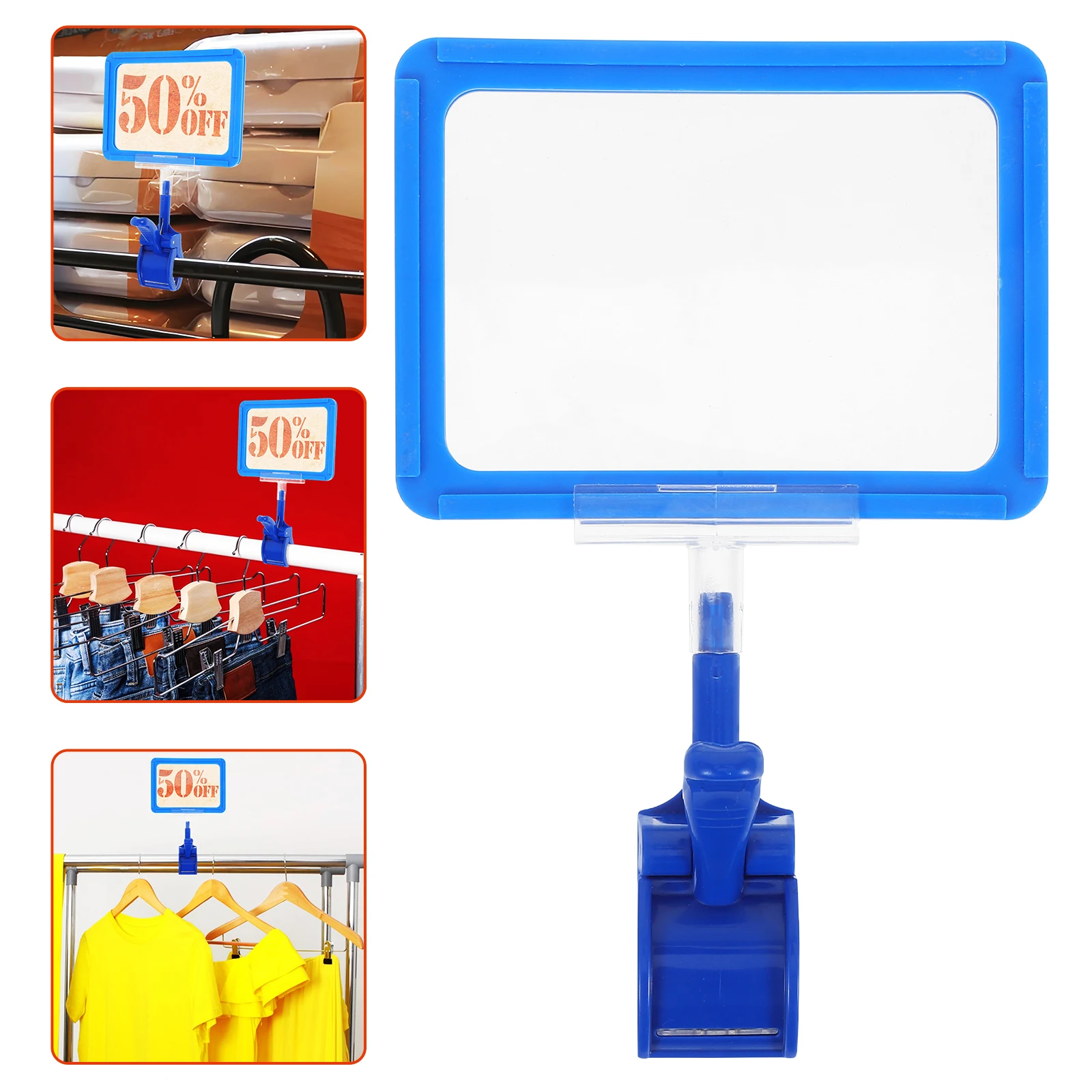 

1 Set Double Sided Strong Clamping Port Rotatable Label Display Clips For Clothing Stores Supermarkets Retail Sale Signs Plastic