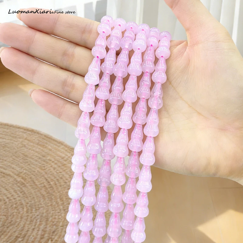 New 8x15mm Calabash Shape Rose Quartz Natural Stone Spacer Beads for Jewelry Making Diy Earrings Bracelets Charms Accessories