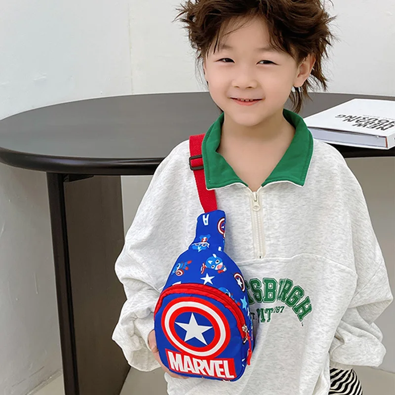 Marvel Children's Chest Bag Spiderman Outdoor Shoulder Bags Captain America Iron Man Baby Cartoon Zipper Wasit Bag for Kids Gift
