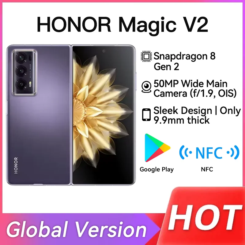 

Global Version Honor Magic V2 5G Foldable 7.92" 50MP Rear Cameras LTPO OLED 120Hz Display Snapdragon 8+ Gen 2 5000mAh 66W NFC