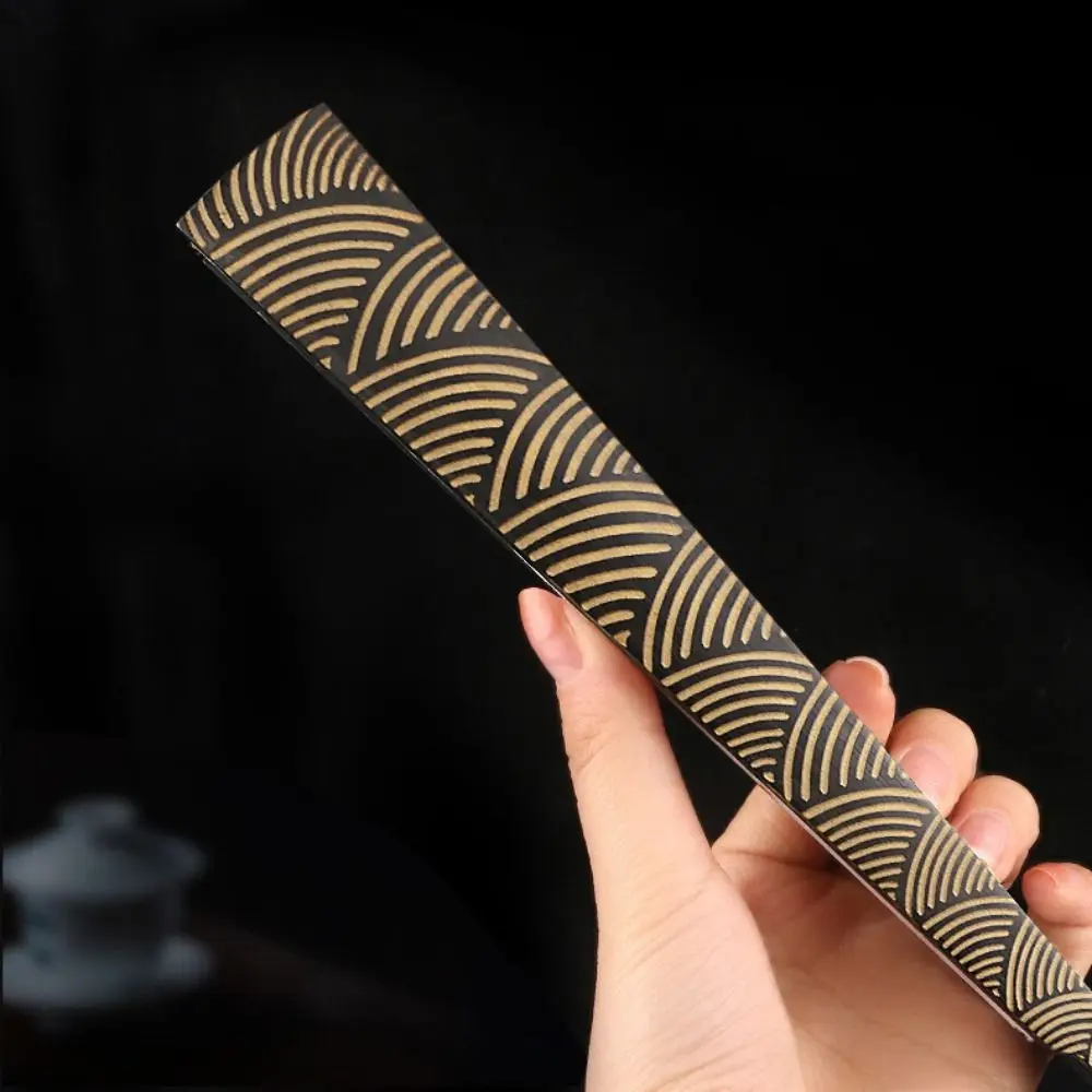 Sprinkled Gold Cloud Pattern Handle Folding Fan Carved 10 in Antique-style Folding Fan with Tassel Silk Cloth Fan Panel