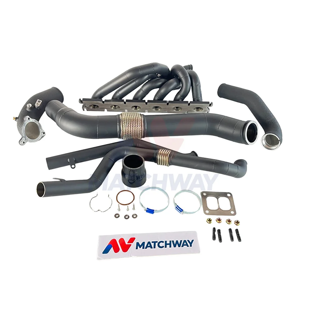 Baked Ceramics 3mm Thick SS304 T4 Twin Scroll Turbo Manifold for BMW Gen1 B58 with Downpipe Charge Pipe