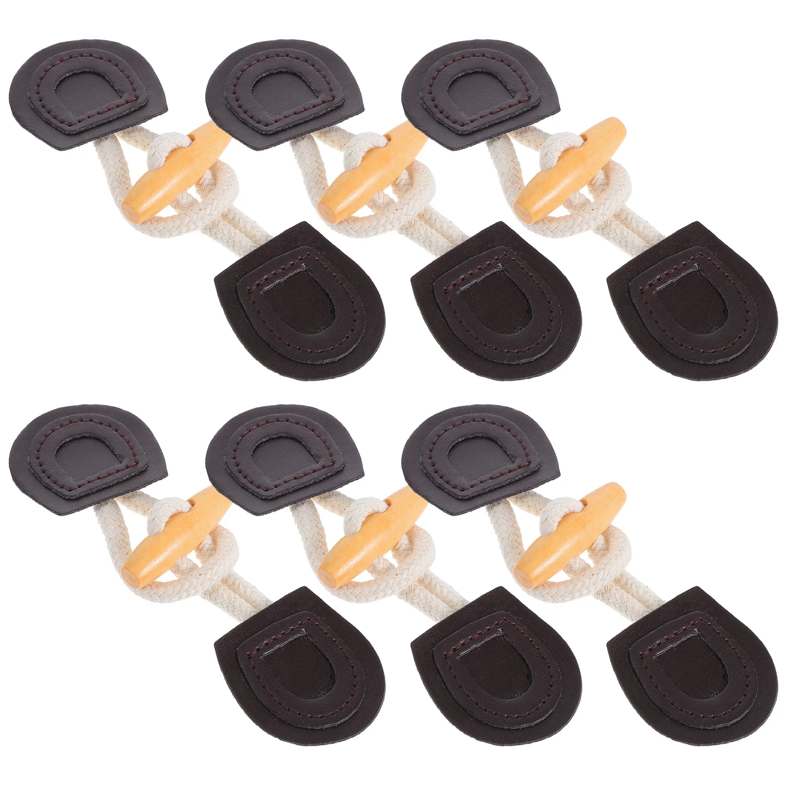 

6 Pairs Horn Buckle Sweater Buttons Coat Closure Clothes DIY Toggle Clasps Wood Material Fashion Decorative