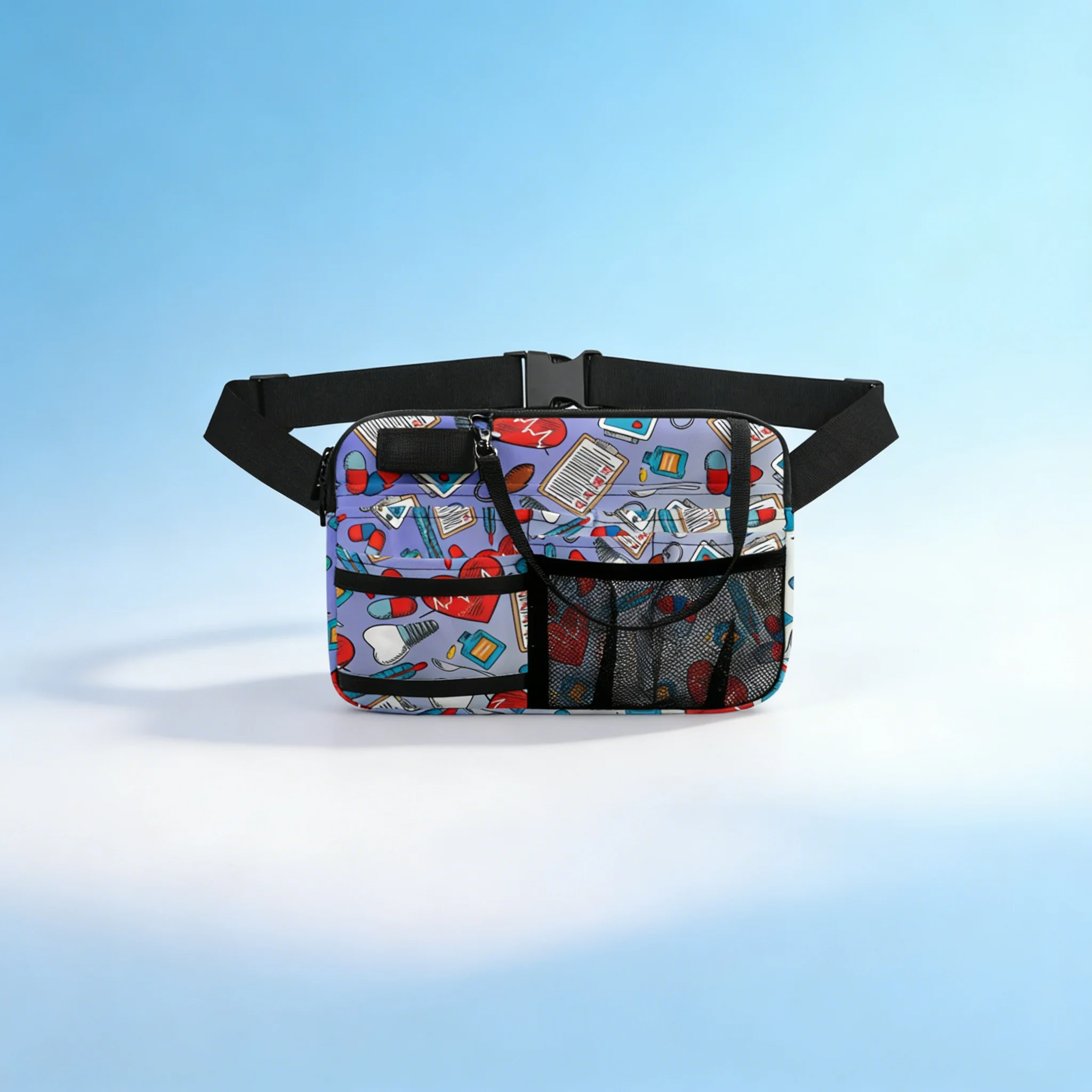 

Cute Medical Waist Bag Cartoon Doctor Nurse Fanny Pack with Stethoscope Holder, Multi-Pocket Belt Organizer for Hospital Work