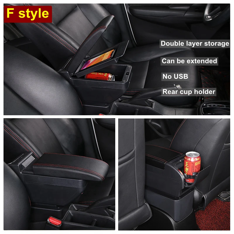 Universal Car Armrest Box Dual layer Large space Central Store Content box with cup holder ashtray USB interface Charging Car S