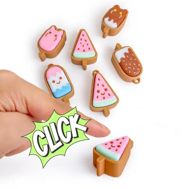 3D-gedruckter niedlicher Eiscreme-Clicker-Schlüsselanhänger Taschenanhänger Entspannungsspielzeug zur Stresslinderung, gegen Angstzustände & ADHS, Geschenk für Kinder – Detail 2