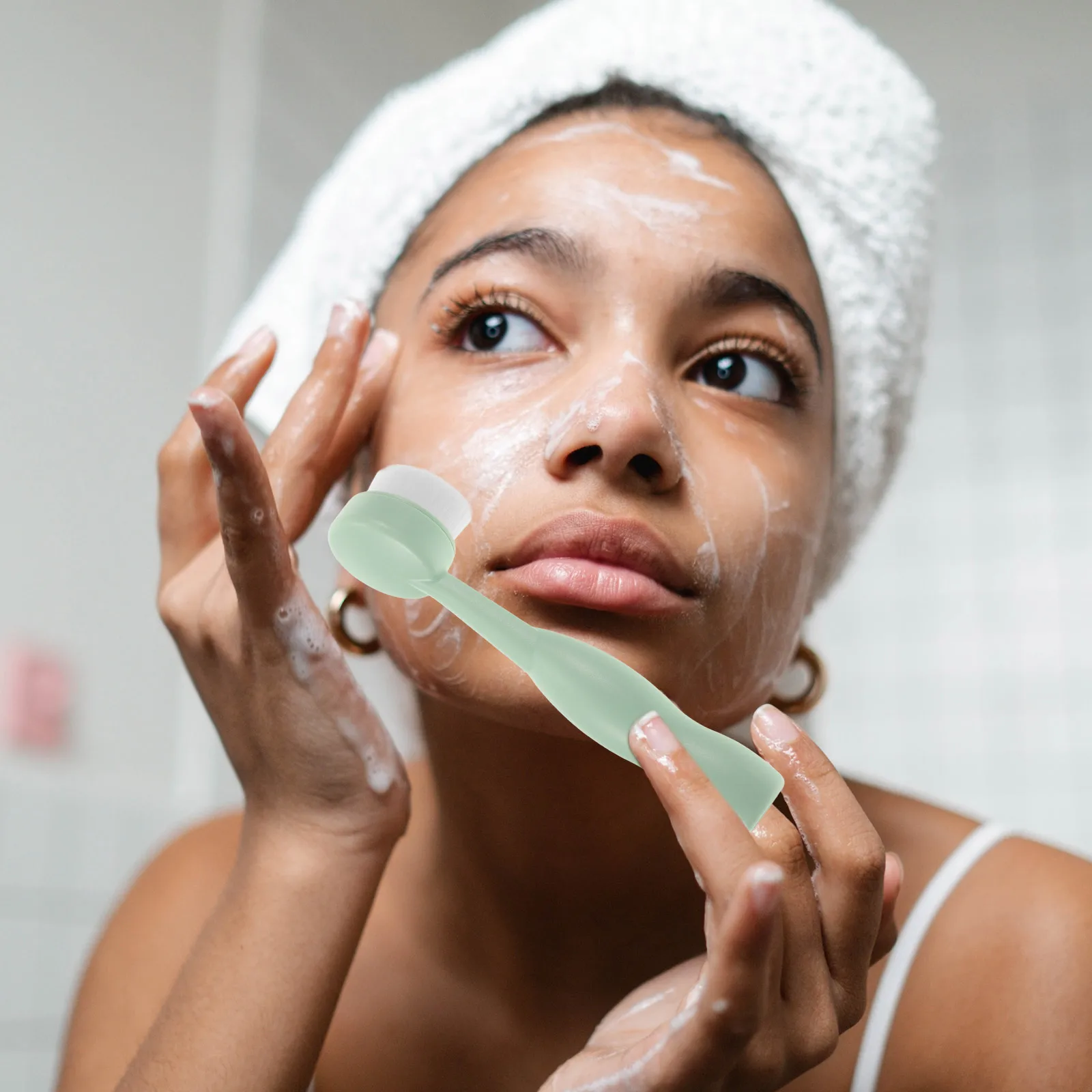 

Face Wash Soft Hair Deep Manual Facial Brush Cleansing Manual Facial Scrubber Home Use Compact Size Travel Skincare Tool