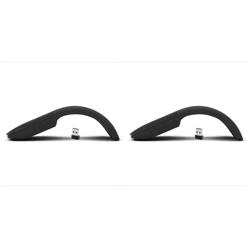 Superior-2X Wireless Mouse Foldable Arc Touch Mause Ultra-Thin Mute Office For PC Laptop Black