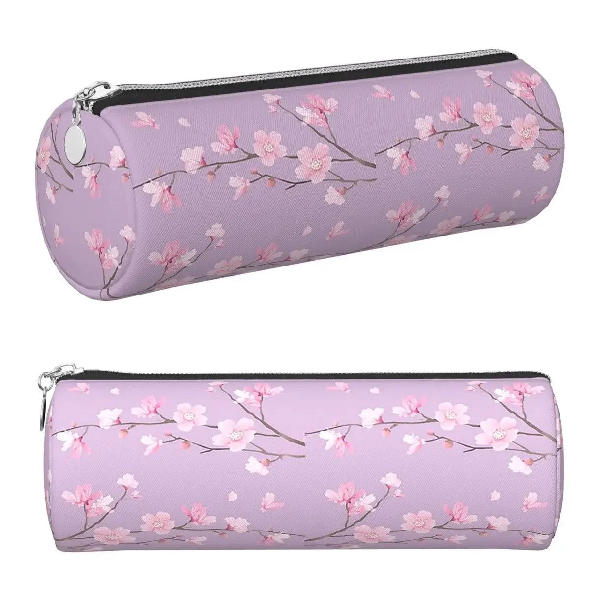 Cherry Blossom Flower Plant - Pastel Purple Pencil Cases Pen Holder Cylinder Pen Box Pencil Bag for Boys Girls School