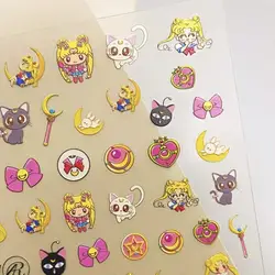 Kawaii Sailor Moon Luna Stickers Cartoon Cute Girl Heart Diy Water Cup Ccd Nail Decoration Creative Peripheral Festival Gifts