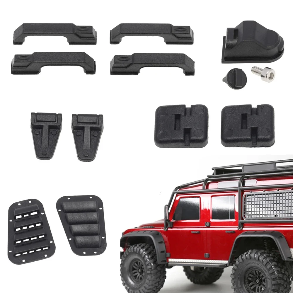 Realistic Door Hinges Hood Grille Door Handles Engine Cover Hinge Fuel Tank Cap for 1/10 Crawler - Fit TRX-4 TRX4 Defender D90