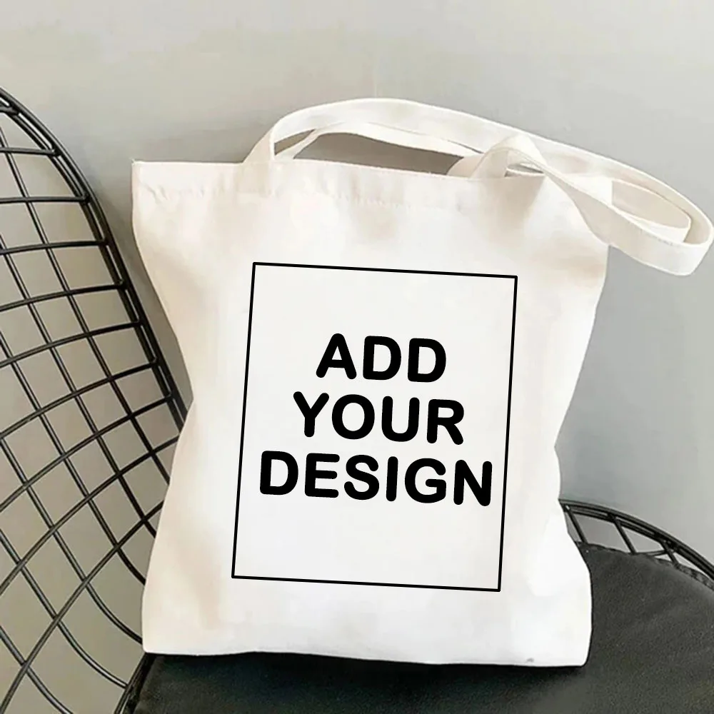 Customed Tote Bags for Women Design Customize Canvas Shopping Beach Bag Large Capacity Reusable Handbags