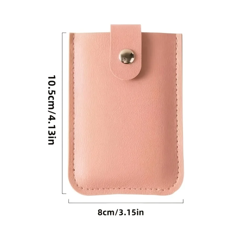 2pcs Random Color Retractable Faux Leather Credit Card Holders, Snap Closure Ultra-Thin Pocket Wallets, Credit Card Organizers