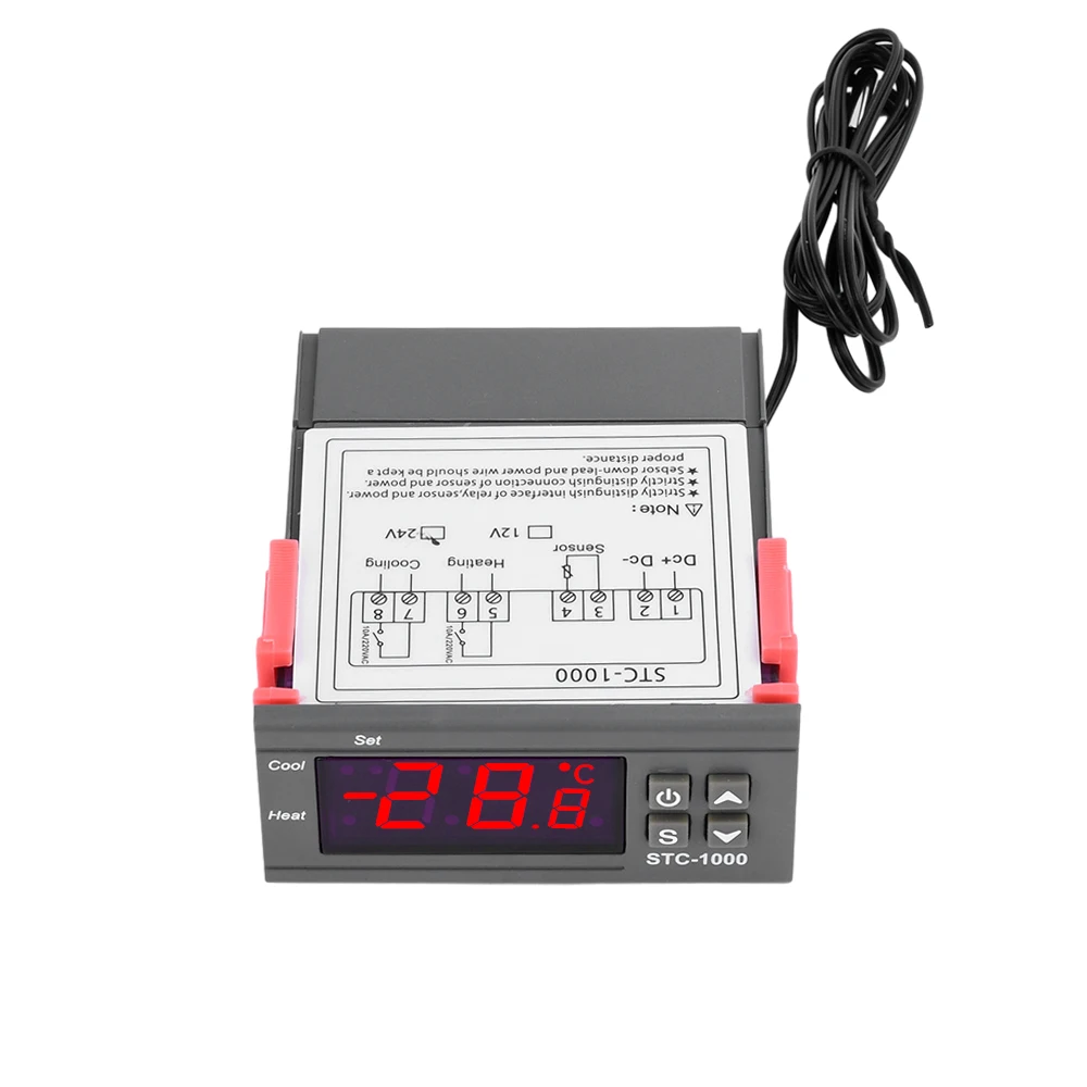 Controlador de temperatura do microcomputador, sonda NTC para congelador,-60 ℃-120 ℃, DC 12 V, 24V, AC110-220V, 10A, 1m