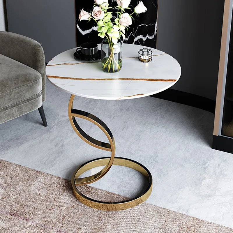 Minimalist coffee table light luxury rock slab edge few living room sofa small round few balcony corner