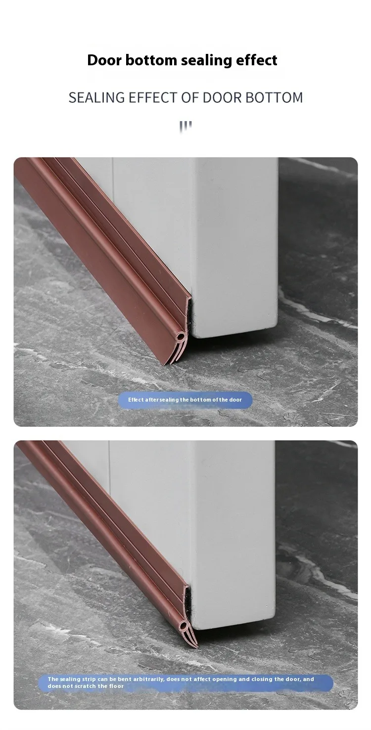 1–4 Stück 93 cm PVC-Türboden-Dichtungsstreifen, wasserdicht und verschleißfest, abnehmbarer, wind- und staubdichter Türspalt-Dichtungsstreifen – Detail 9