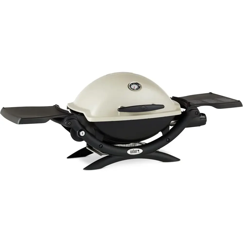 Portable 1-Burner Titanium Gas Grill with Cast Iron Grates and Electronic Ignition for Camping and Travel