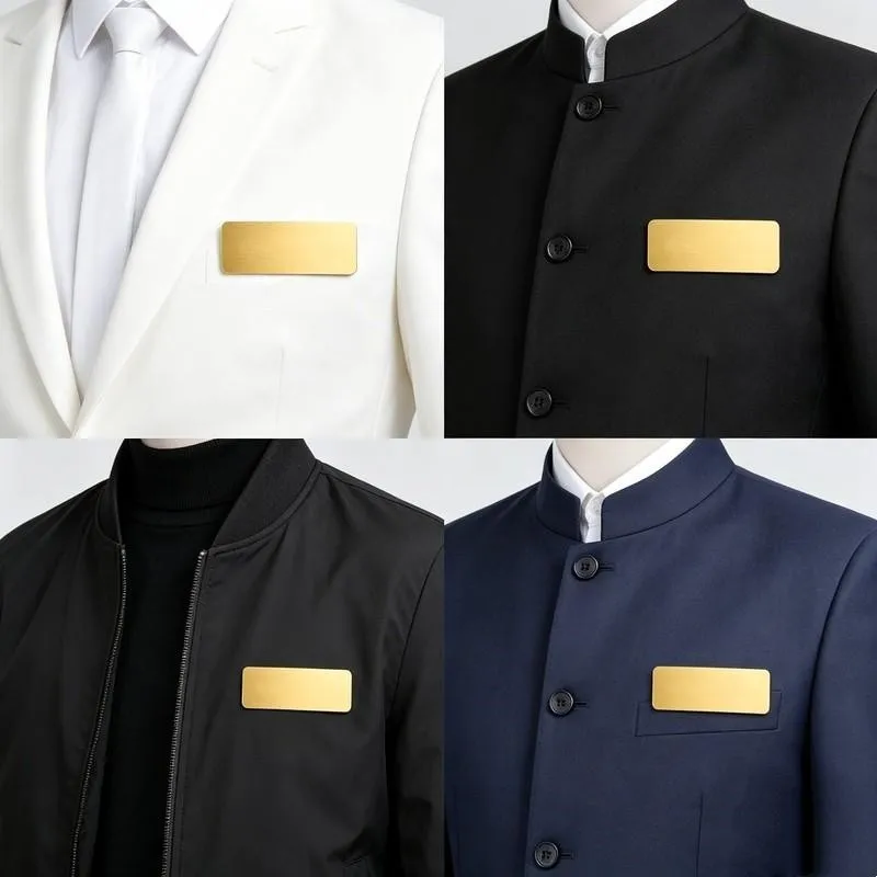 45 pcs Name Tag Brooches for Event Staff Badges, Smooth Writable Area, Gold Finish Surface, also fits Student Name Tags