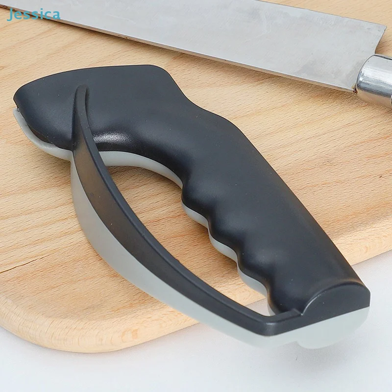♥ Ergonomischer Messerschärfer |   2-in-1-Handmesserschärfwerkzeug für Küchenmesser (rutschfester Griff)