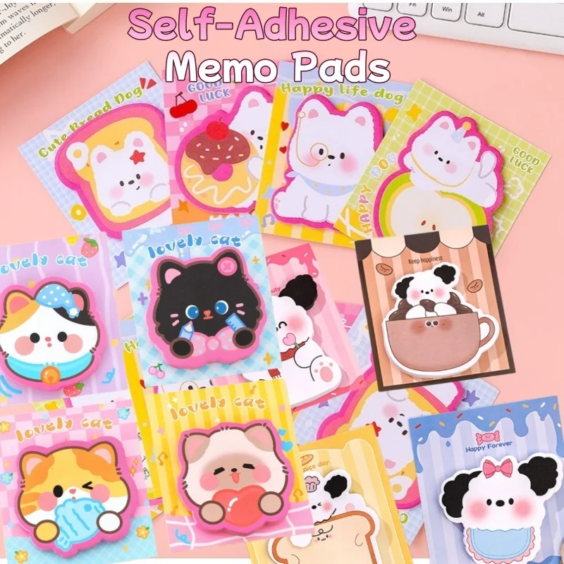 Elementary Student Self-Adhesive Memo Pads, 30/120/240 Sheets Cartoon Dog Sticky Notes & Creative School Supplies More 15 Colors