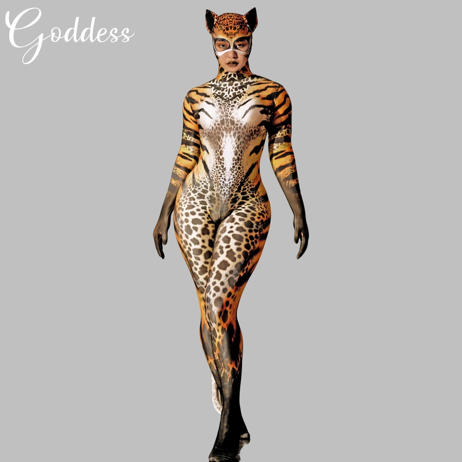 

Sexy Leopard Role Playing Jumpsuit Women Elastic Tights Full Cover Bodysuit Halloween Party Animal Cosplay Costumes Stage Wear