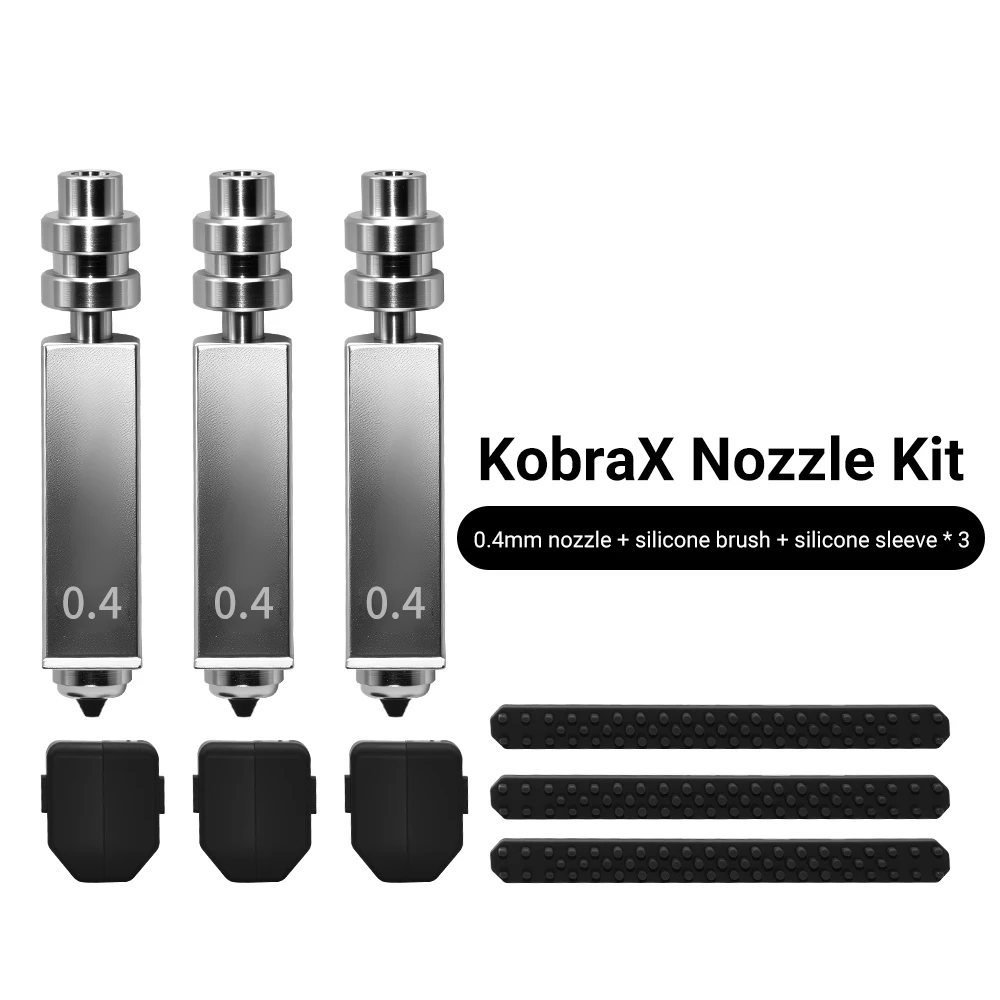 Anycubic Kobra X/Kobra 4 Bimetall-Hotend-Düsen-Kit 0,2 0,4 0,6 0,8mm Heizeinheit mit Silikonwischer 3D-Drucker Zubehör