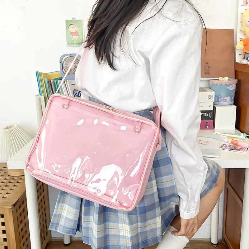 New Japanese Girls Cute Kawaii Ita Bag PU Two-dimensional Y2K Transparent Lolita Crossbody Bag JK Uniform Shoulder Bag mini sac